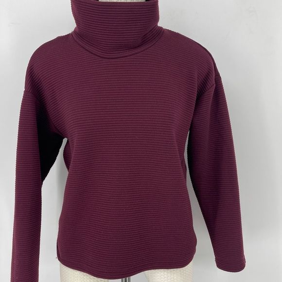 RBX Burgundy Ribbed Turtleneck Sweatshirt - Picture 4 of 12